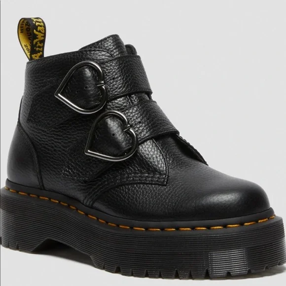 - Dr MARTENS DEVON HEART LEATHERS PLATFORM BLACK BOOTS - Picture 5 of 16